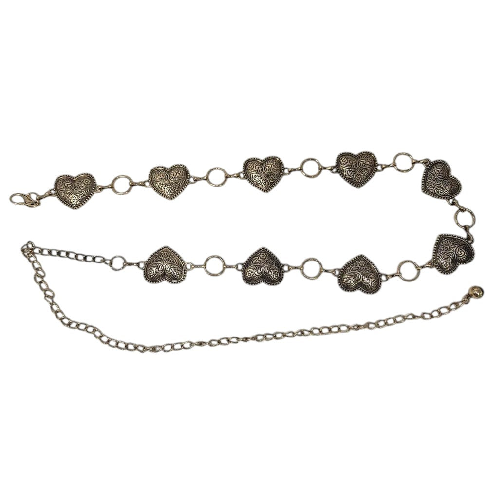 Madeline Love Antique Gold Boho Decorative Heart Link Waist Chain Belt - Hair Accessories - extra