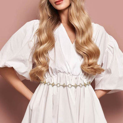 Madeline Love Gold Geometric Floral Link Waist Chain Belt - Hair Accessories