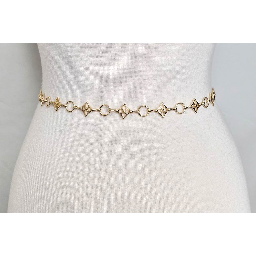 Madeline Love Gold Geometric Floral Link Waist Chain Belt - Hair Accessories - desc