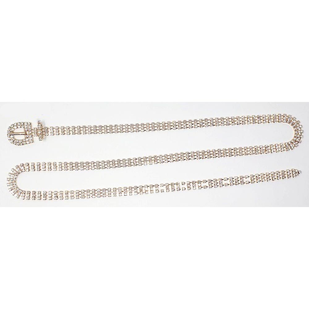 Madeline Love AB, Gold 3Rows Rhinestone Pave Belt - Hair Accessories - desc