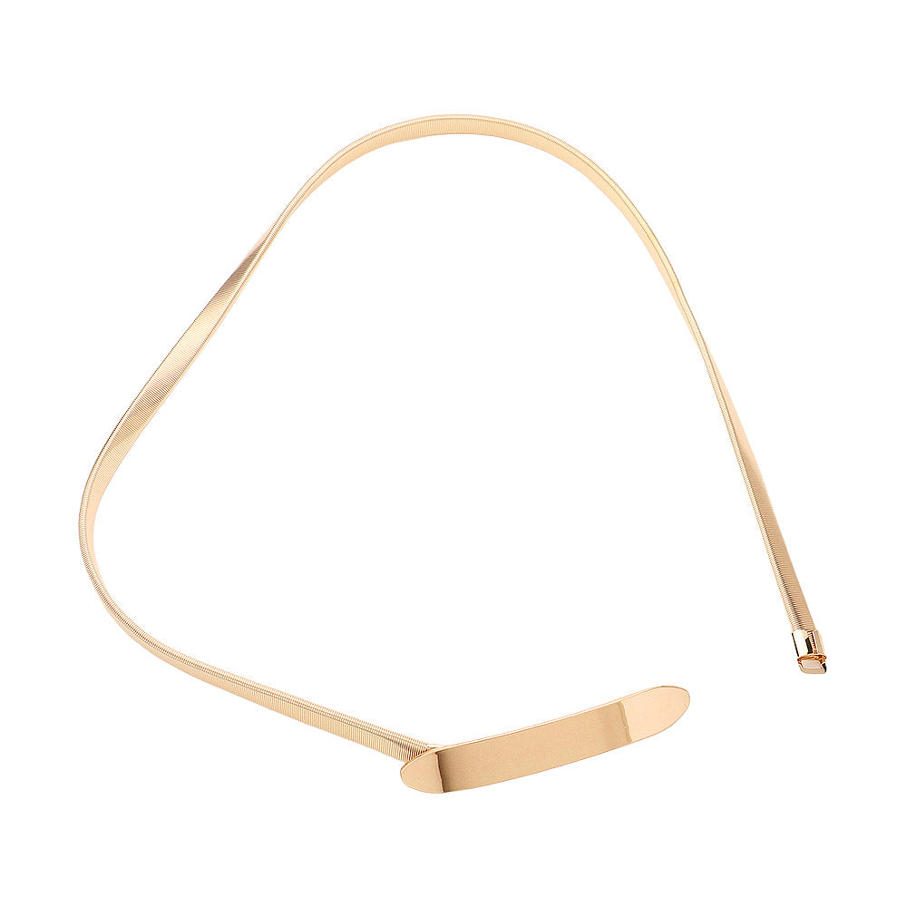 Madeline Love Gold Metal Bar Pointed Stretch Belt - Hair Accessories - extra