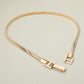 Madeline Love Gold Polished Rectangular Metal Buckle Accent Slim Stretch Belt - Hair Accessories - desc