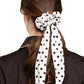 White C.C. POLKA DOT SASH SCRUNCHIES offer a stylish and practical way to keep hair in place. With their fun polka dot design and handy sash, they are perfect for any hair type. Made with high-quality materials, these scrunchies are durable and comfortable for all-day wear.