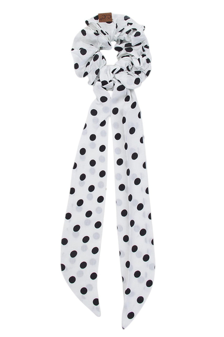 C.C POLKA DOT SASH SCRUNCHIES - White - Scrunchie