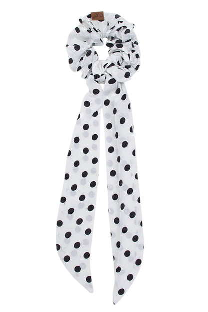 C.C POLKA DOT SASH SCRUNCHIES - White - Scrunchie