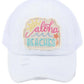 C.C DISTRESSED ALOHA BEACHES PATCH PONYCAP - White - Pony Cap