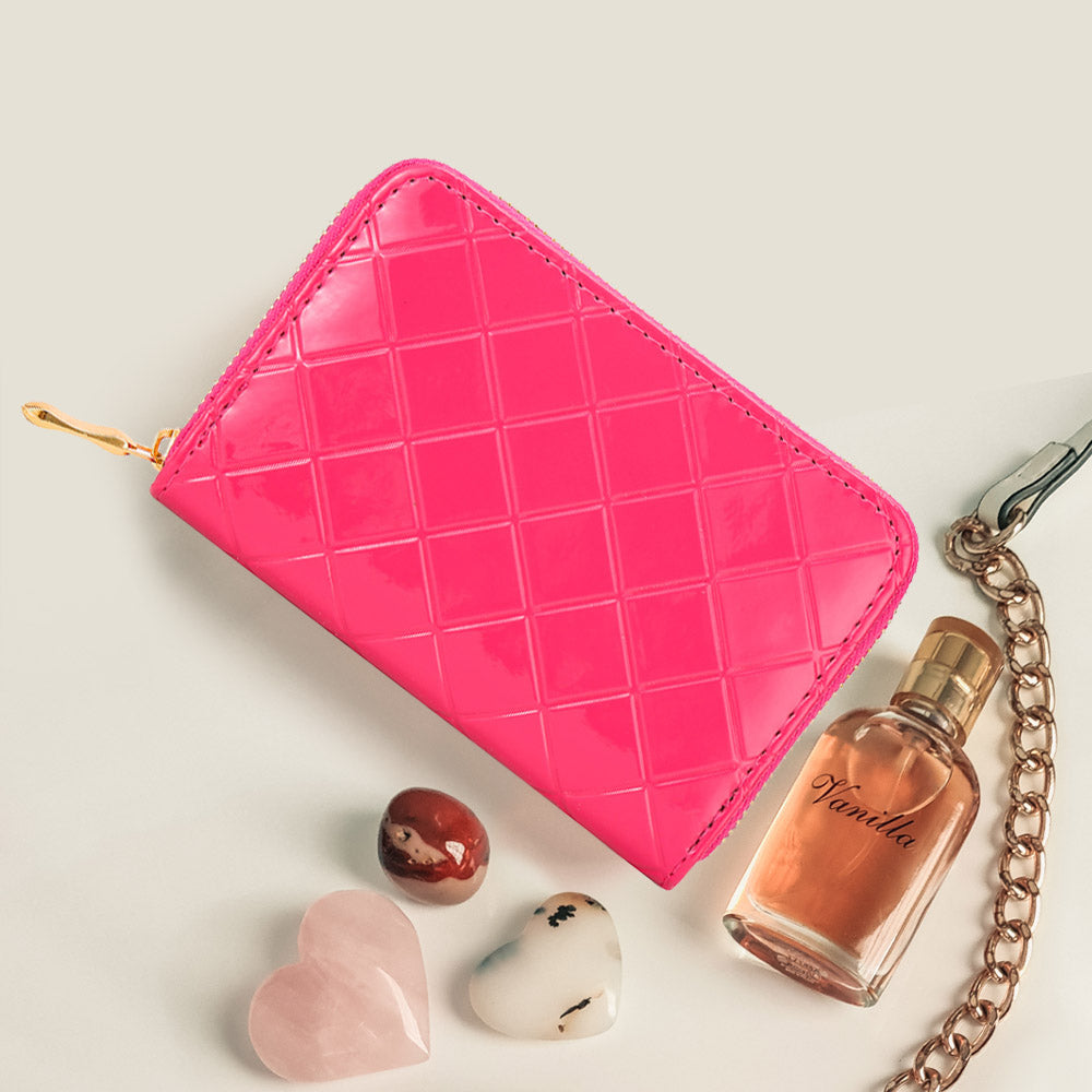 Madeline Love Fuchsia Diamond Patterned Solid Wallet - Bags & Wallets