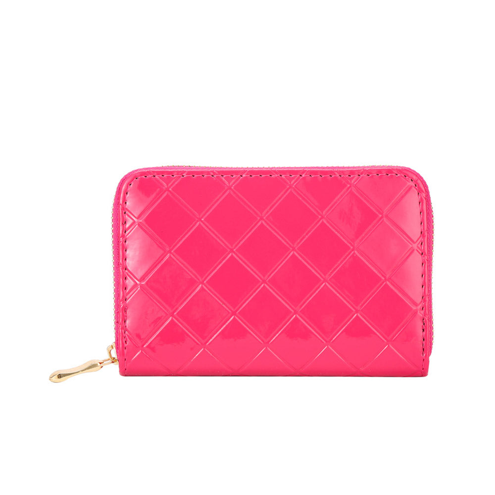 Madeline Love Fuchsia Diamond Patterned Solid Wallet - Bags & Wallets - extra