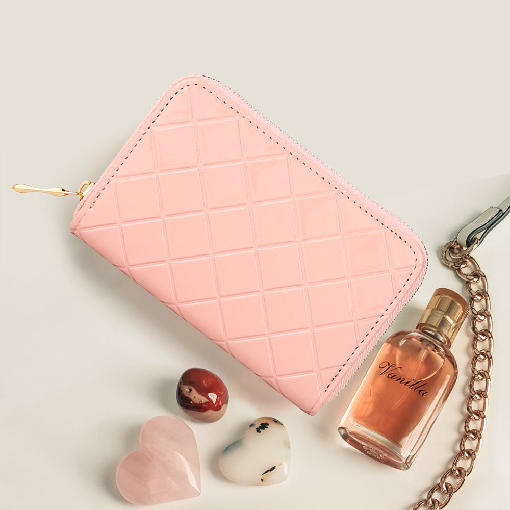 Madeline Love Pink Diamond Patterned Solid Wallet - Bags & Wallets