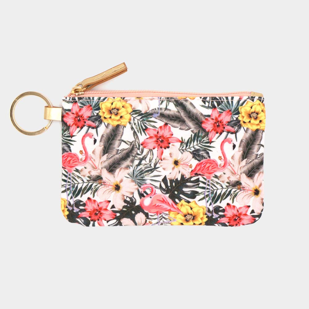 Madeline Love Pink Flamingo Flower Patterned ID Wallet Detachable Lanyard - Bags & Wallets