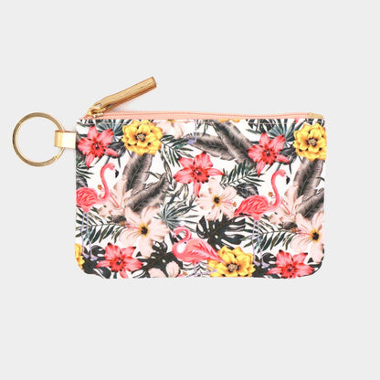 Madeline Love Pink Flamingo Flower Patterned ID Wallet Detachable Lanyard - Bags & Wallets