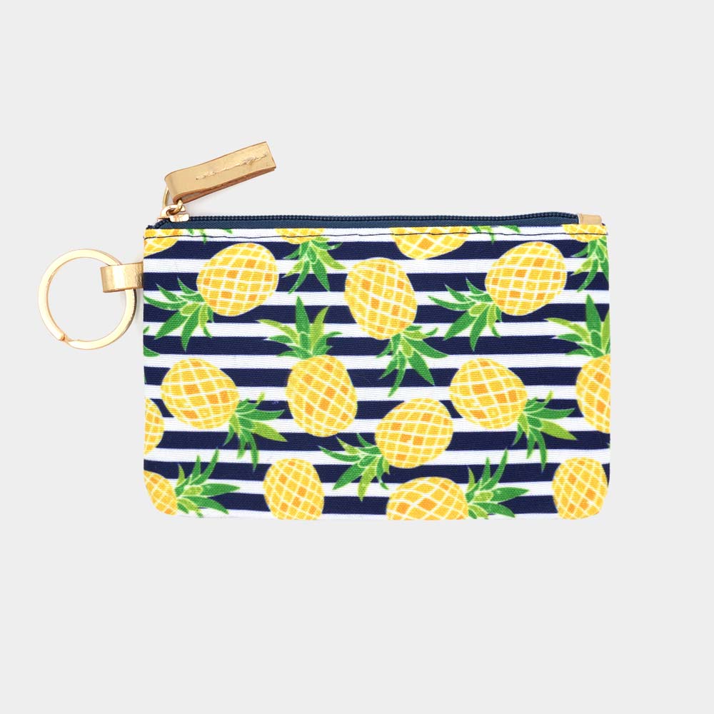 Madeline Love Navy Pineapple Accented Striped ID Wallet Detachable Lanyard - Bags & Wallets