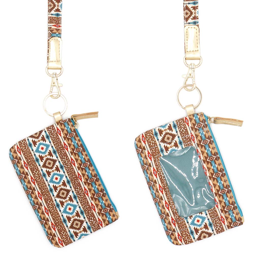 Madeline Love Brown, Turquoise Boho Aztec Patterned ID Wallet Detachable Lanyard - Bags & Wallets - extra