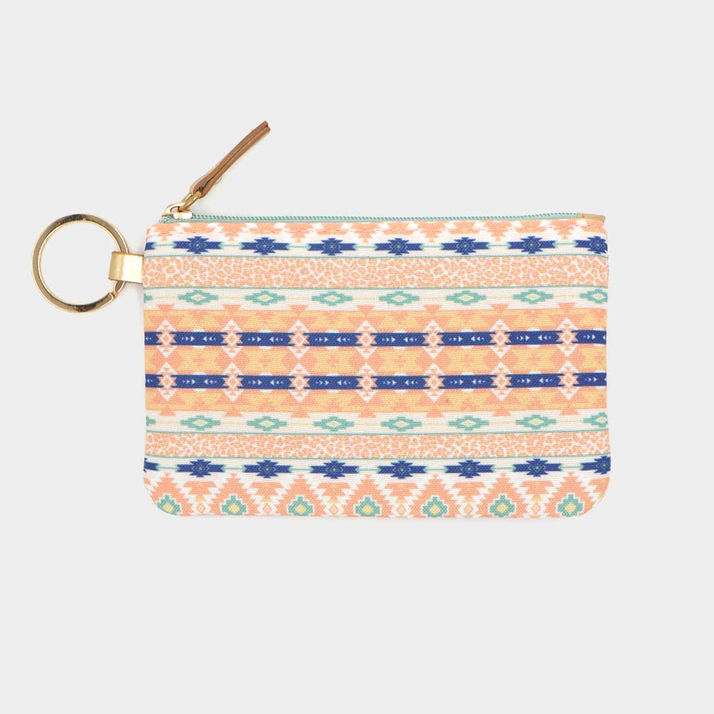 Madeline Love Coral, Multi Boho Aztec Patterned ID Wallet Detachable Lanyard - Bags & Wallets