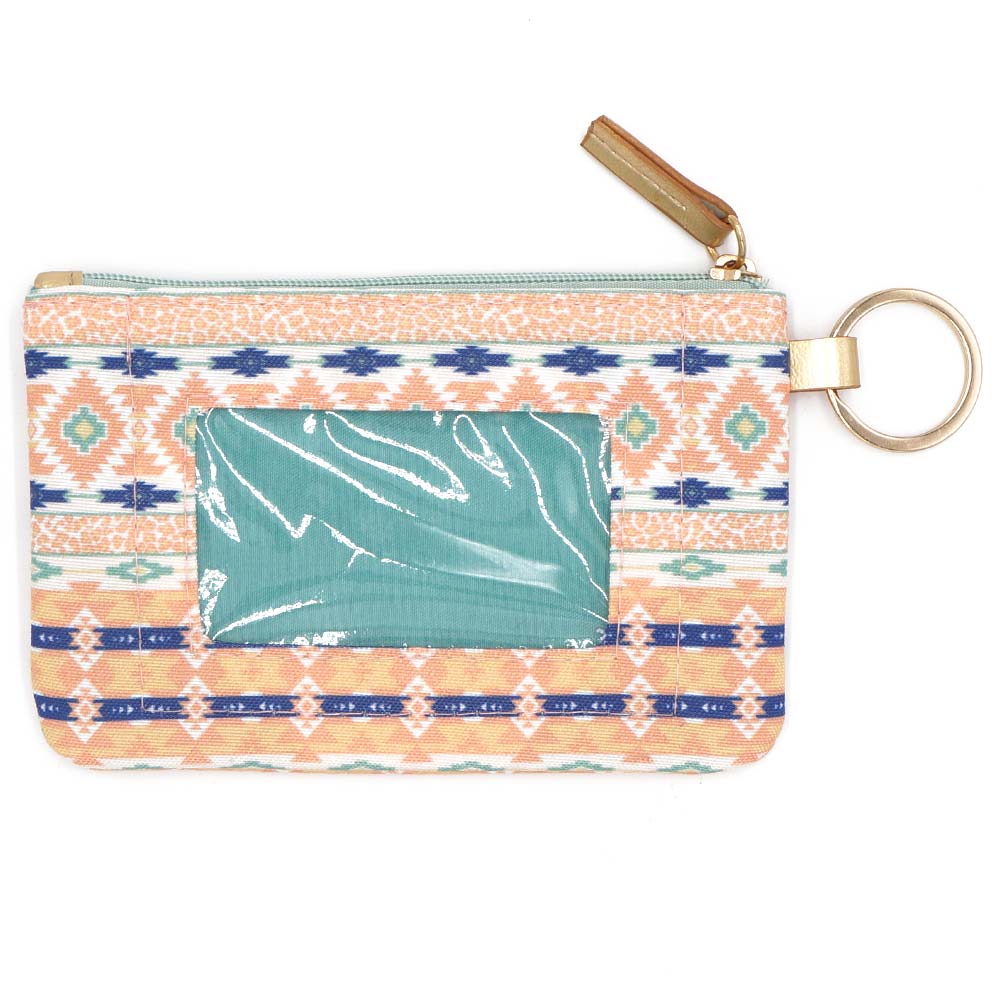 Madeline Love Coral, Multi Boho Aztec Patterned ID Wallet Detachable Lanyard - Bags & Wallets - extra
