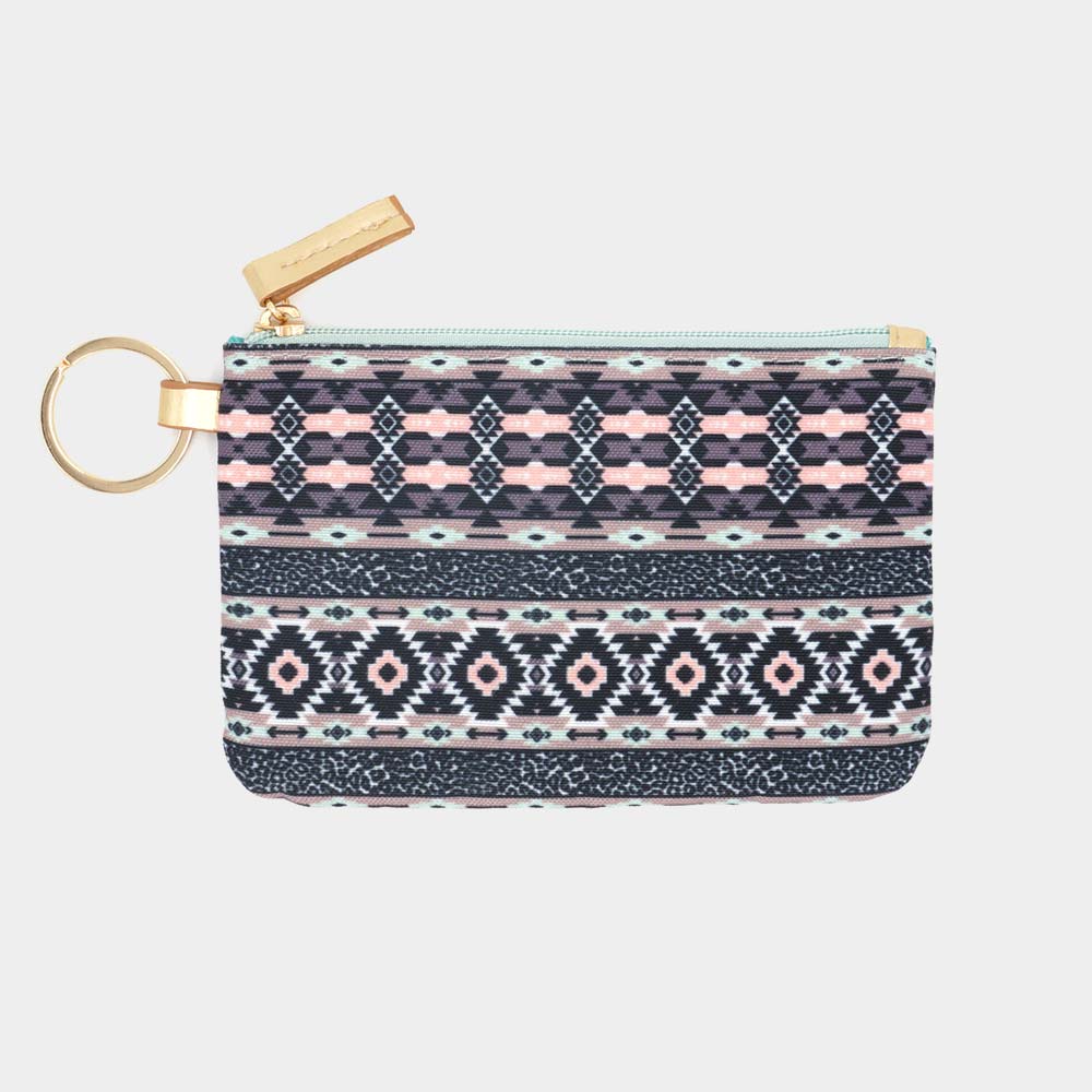 Madeline Love Gray, Multi Boho Aztec Patterned ID Wallet Detachable Lanyard - Bags & Wallets