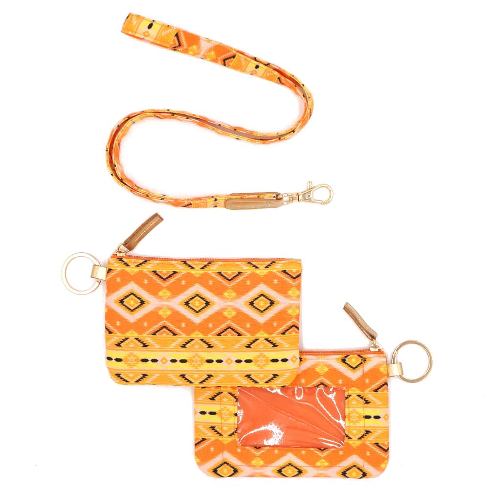 Madeline Love Yellow Boho Aztec Patterned ID Wallet Detachable Lanyard - Bags & Wallets - desc