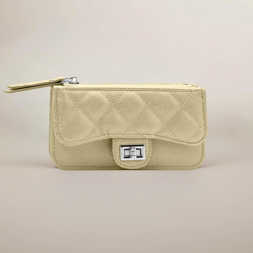 Madeline Love Gold Quilted Faux leather Compact Card Holder Keychain Wallet - Bags & Wallets
