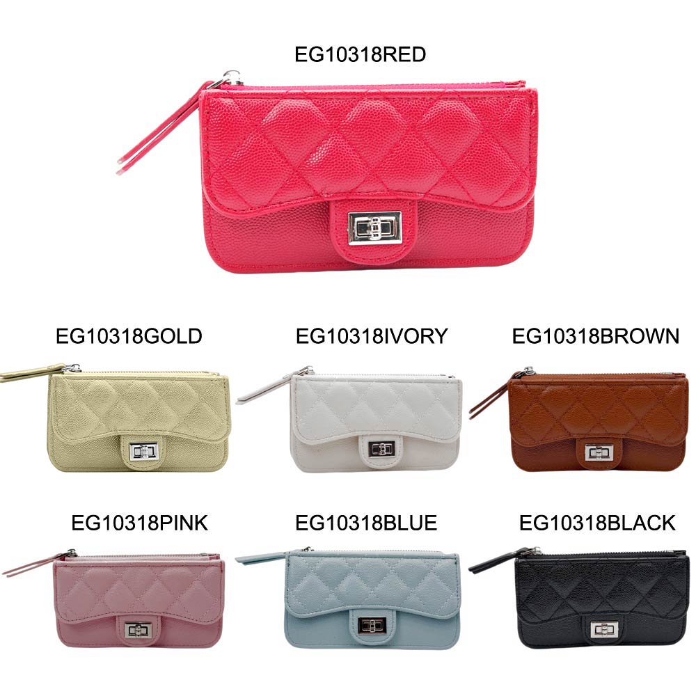 Madeline Love Red Quilted Faux leather Compact Card Holder Keychain Wallet - Bags & Wallets - extra