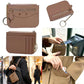Madeline Love Black Compact Slim Faux Leather Zip Card Holder Wallet with Key Ring - Bags & Wallets - extra