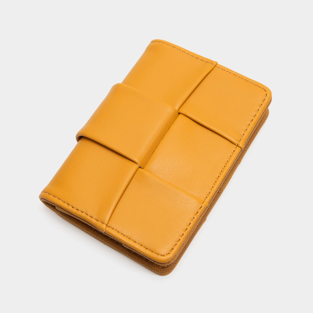 Madeline Love Mustard Faux Leather Weave Card Holder Wallet - Bags & Wallets