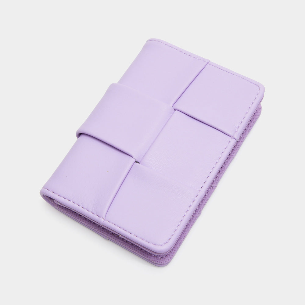 Madeline Love Purple Faux Leather Weave Card Holder Wallet - Bags & Wallets