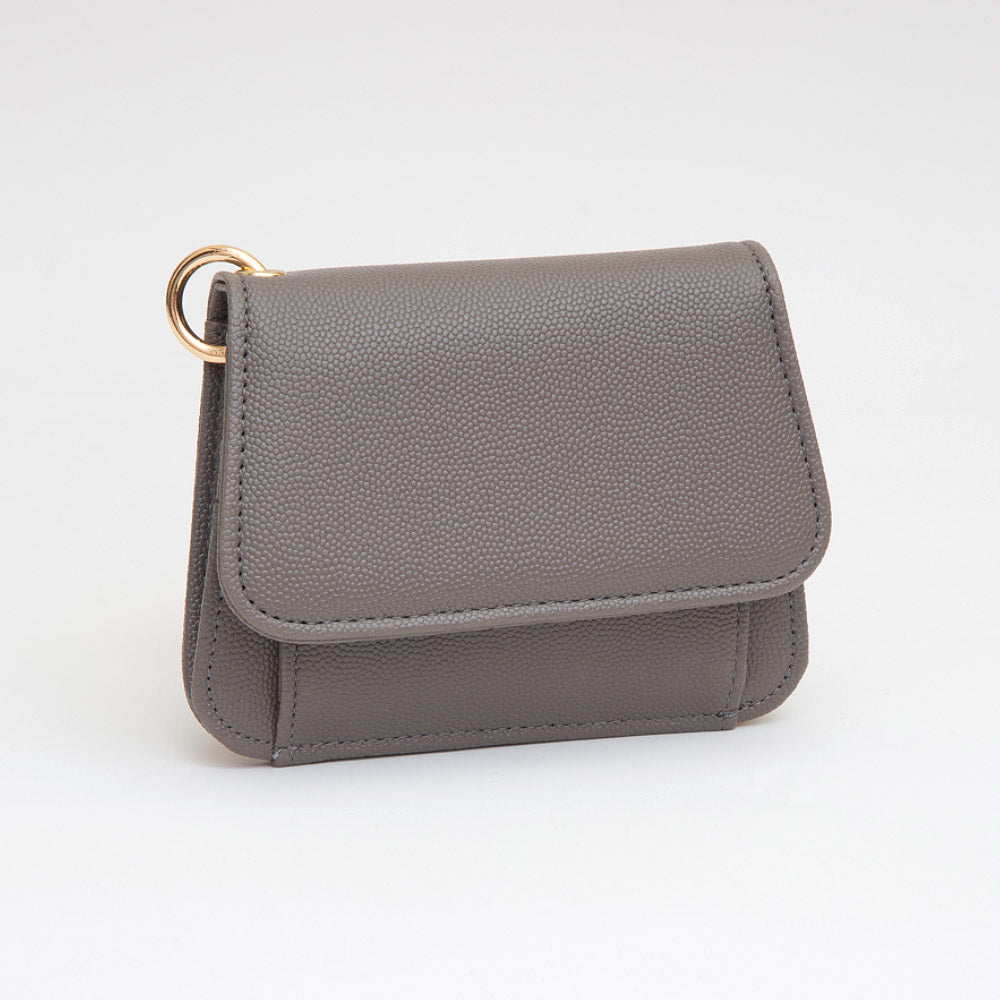 Madeline Love Gray Faux Pebble Leather Compact Card Wallet Bag Charm - Bags & Wallets