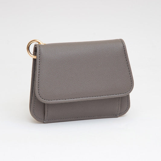 Madeline Love Gray Faux Pebble Leather Compact Card Wallet Bag Charm - Bags & Wallets