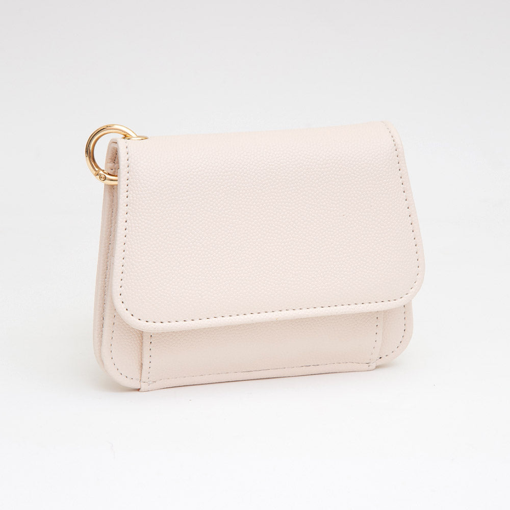 Madeline Love Ivory Faux Pebble Leather Compact Card Wallet Bag Charm - Bags & Wallets