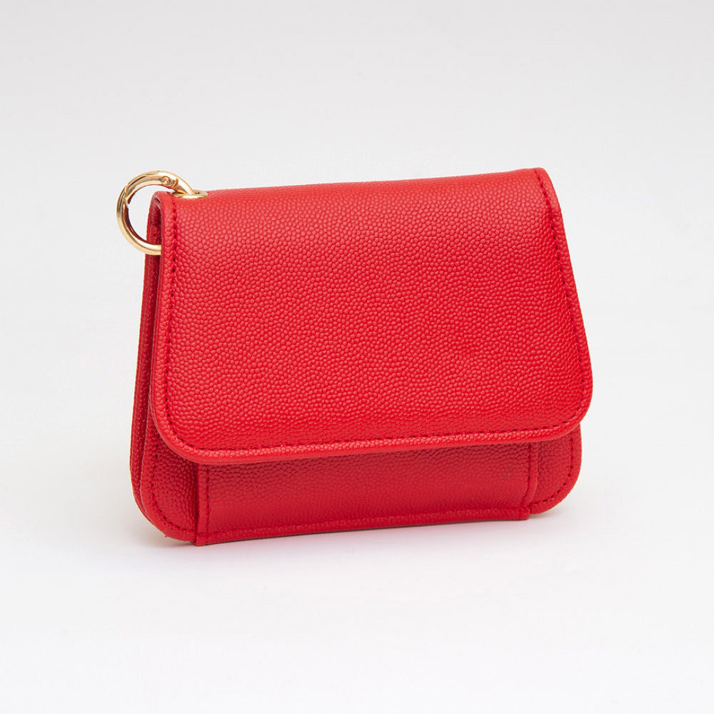 Madeline Love Red Faux Pebble Leather Compact Card Wallet Bag Charm - Bags & Wallets