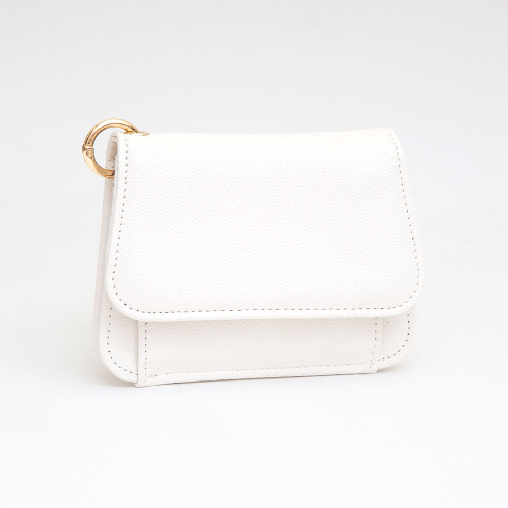 Madeline Love White Faux Pebble Leather Compact Card Wallet Bag Charm - Bags & Wallets
