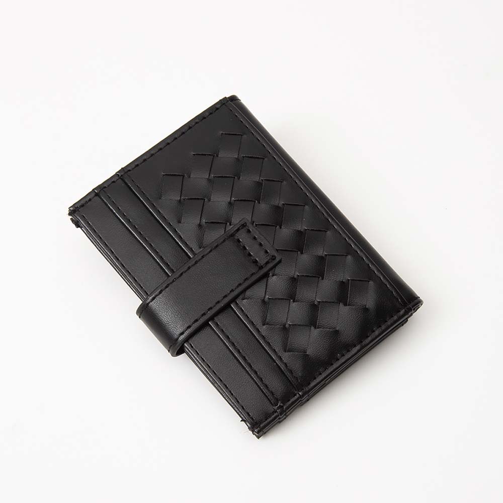 Madeline Love Taupe Faux Leather Classic Woven Card Holder Wallet - Bags & Wallets - extra