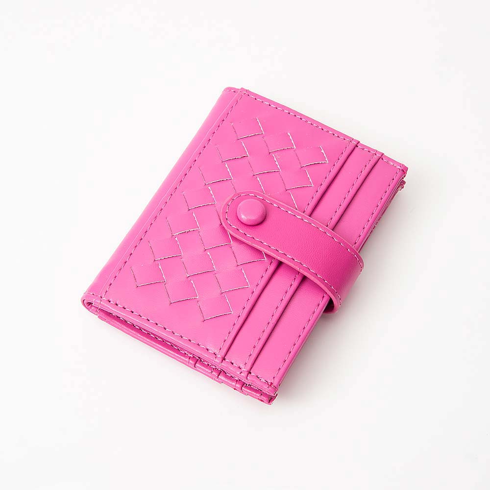 Madeline Love Fuchsia Faux Leather Classic Woven Card Holder Wallet - Bags & Wallets