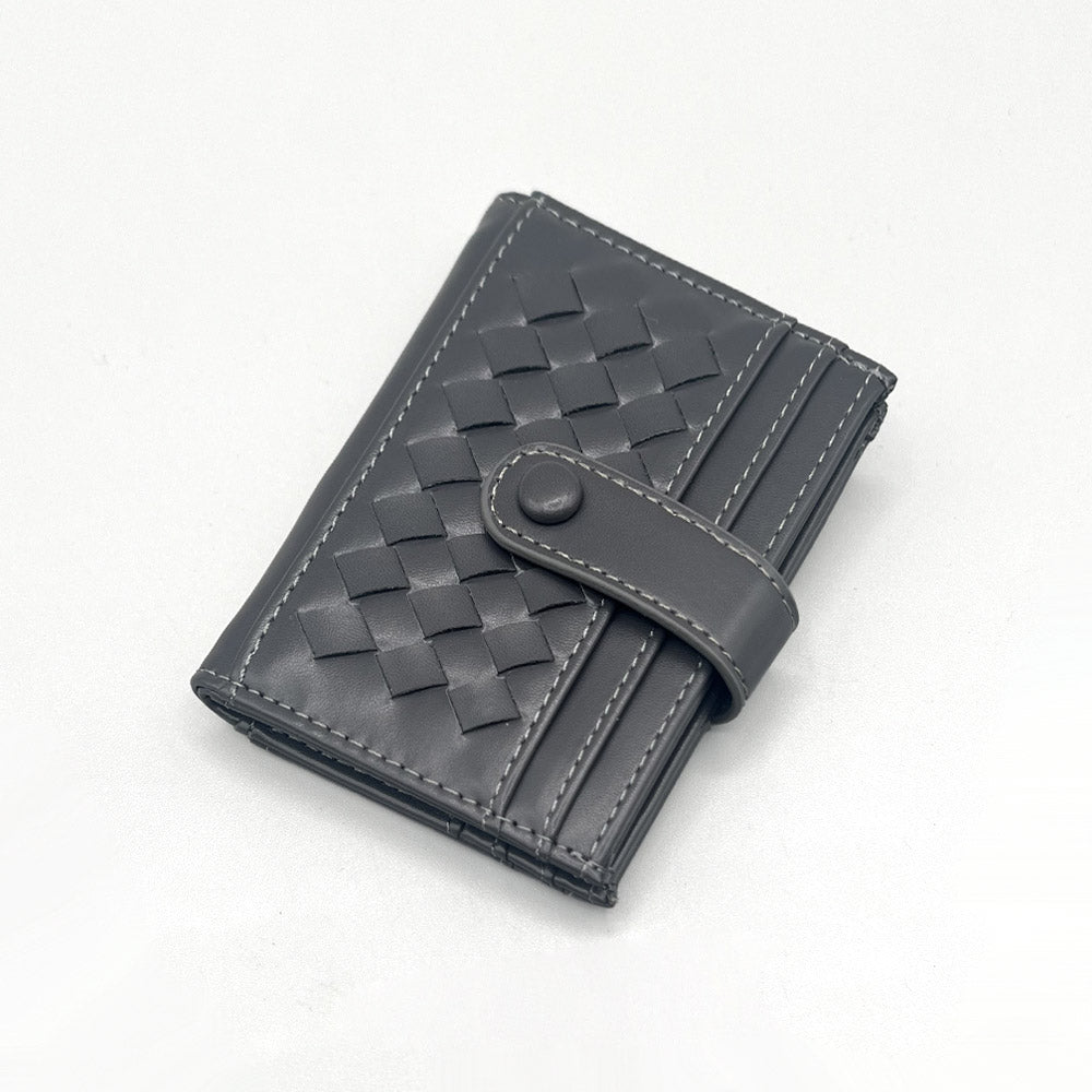 Madeline Love Gray Faux Leather Classic Woven Card Holder Wallet - Bags & Wallets