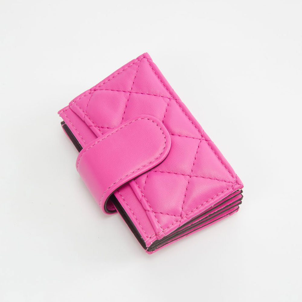 Madeline Love Fuchsia Quilted Faux Leather Snap Closure Card Holder Wallet - Bags & Wallets