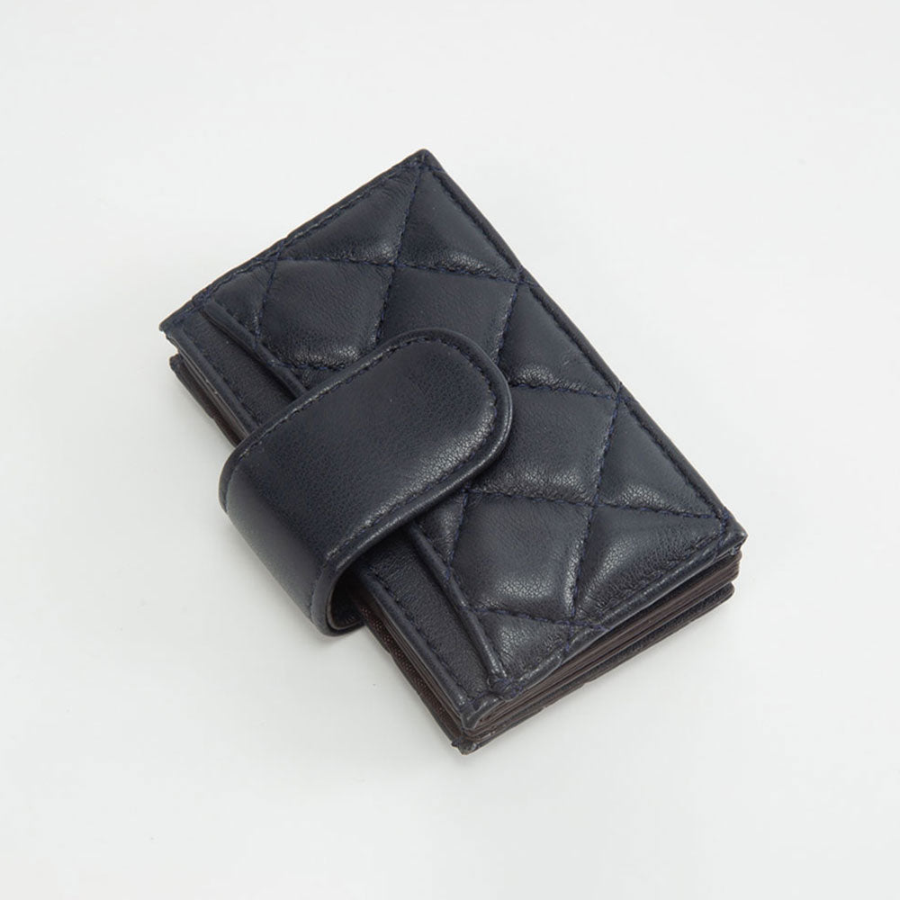 Madeline Love Navy Quilted Faux Leather Snap Closure Card Holder Wallet - Bags & Wallets