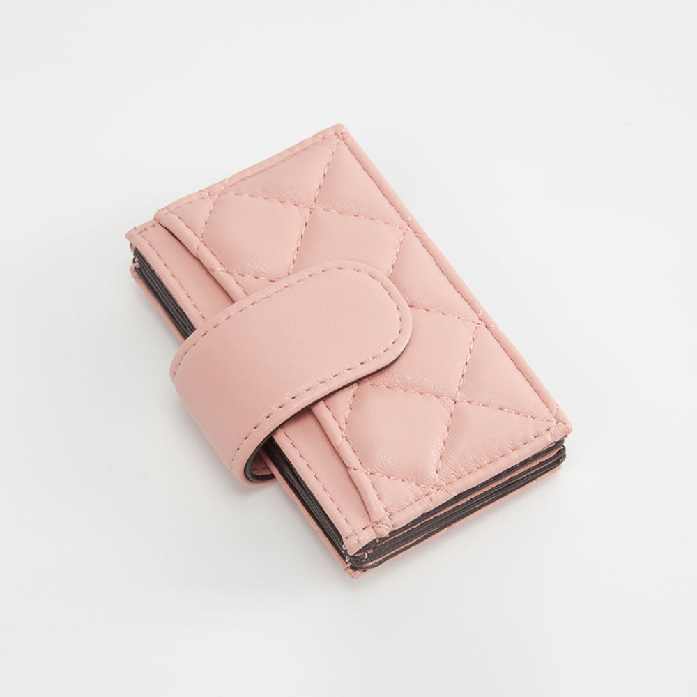 Madeline Love Pink Quilted Faux Leather Snap Closure Card Holder Wallet - Bags & Wallets