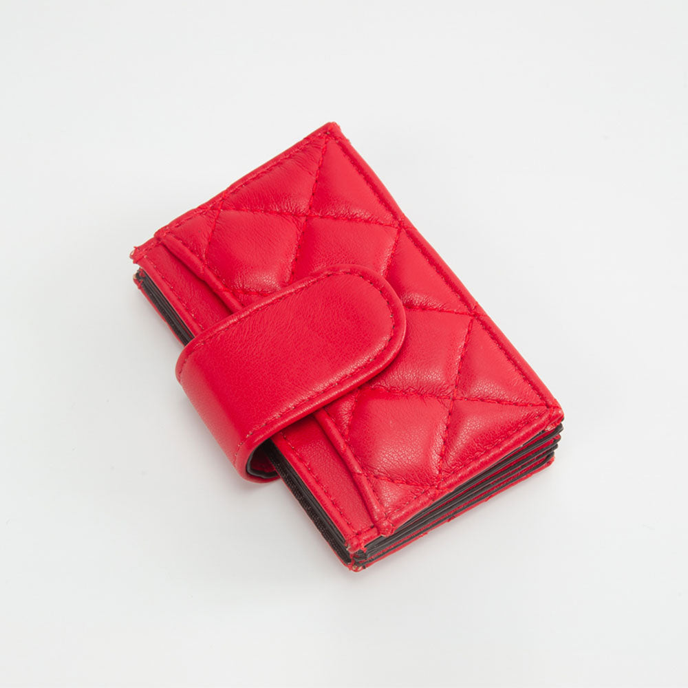 Madeline Love Red Quilted Faux Leather Snap Closure Card Holder Wallet - Bags & Wallets