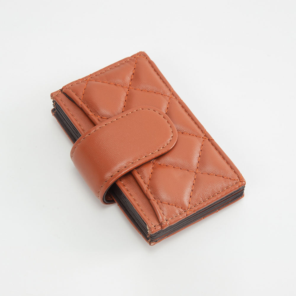 Madeline Love Tan Quilted Faux Leather Snap Closure Card Holder Wallet - Bags & Wallets