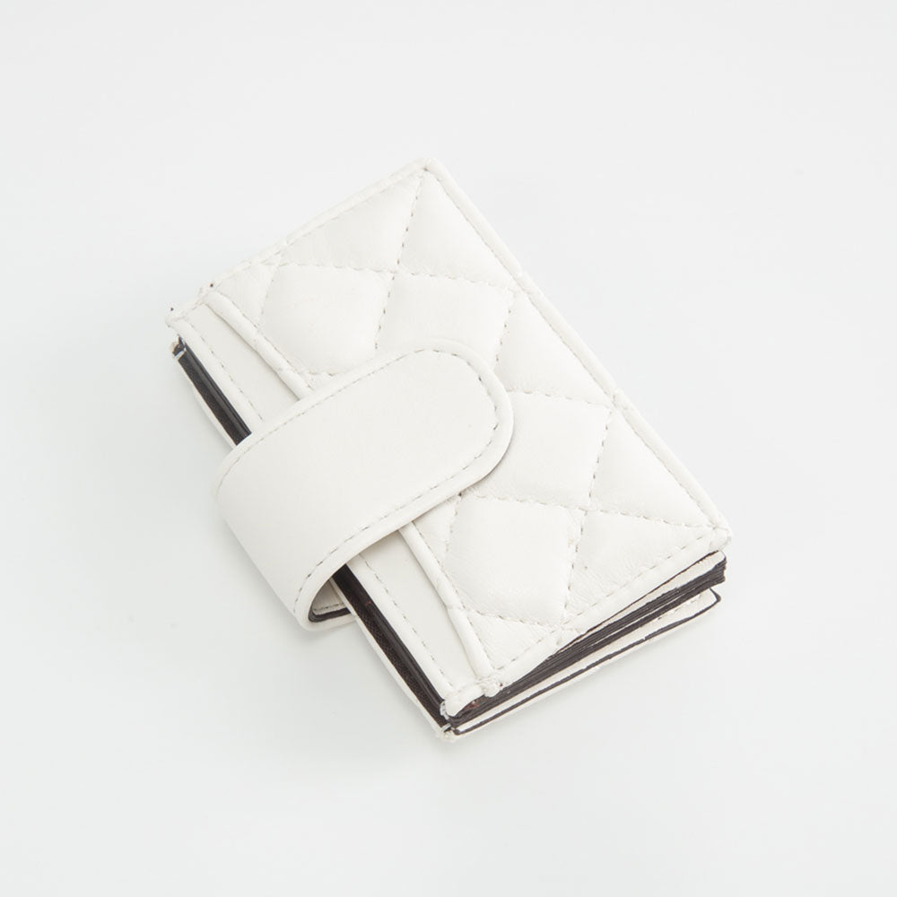 Madeline Love White Quilted Faux Leather Snap Closure Card Holder Wallet - Bags & Wallets