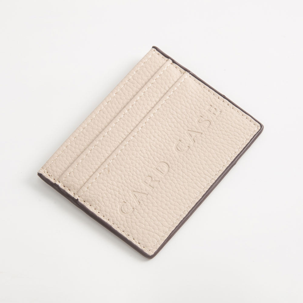 Madeline Love Beige Textured Faux Leather Card Case Wallet - Bags & Wallets