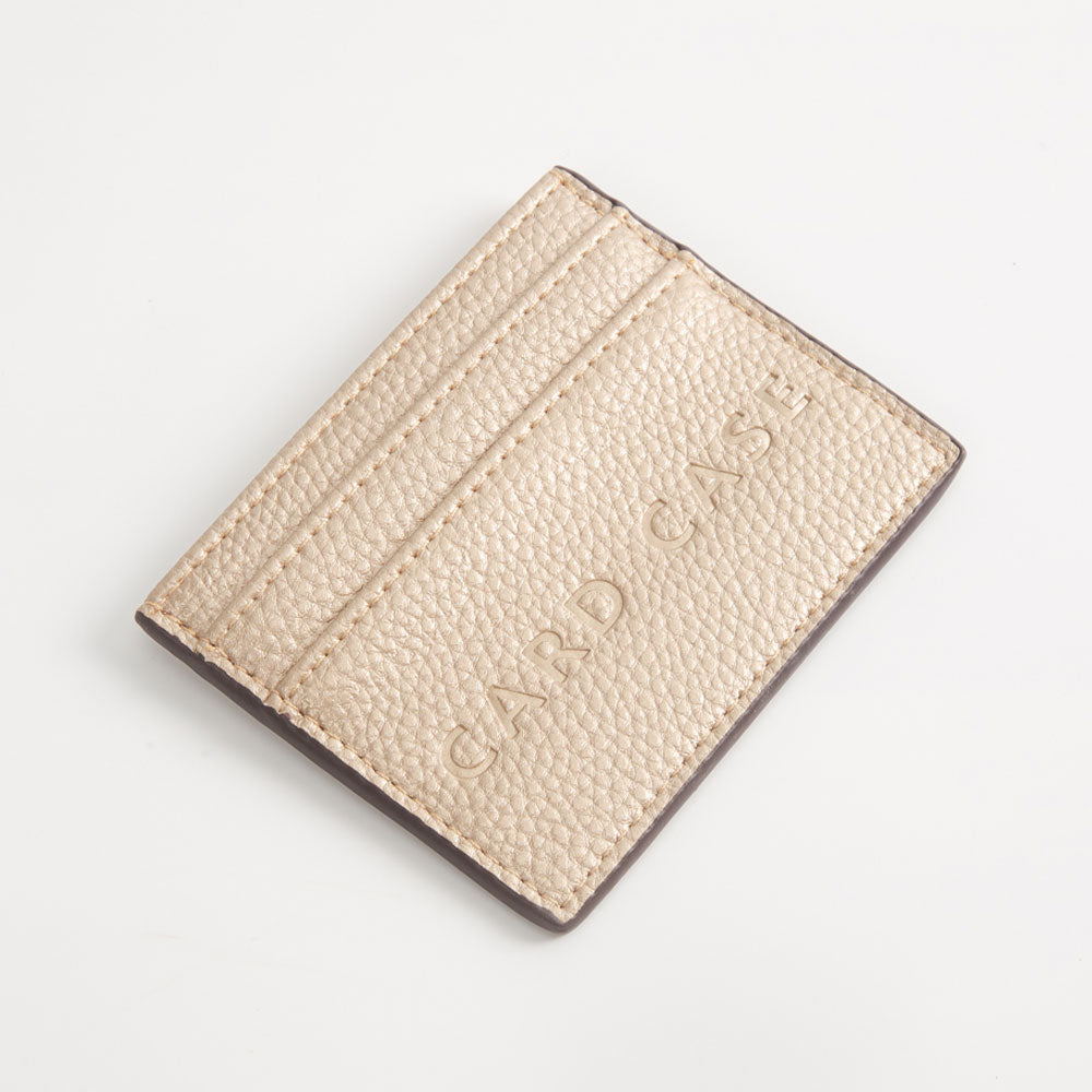 Madeline Love Gold Textured Faux Leather Card Case Wallet - Bags & Wallets