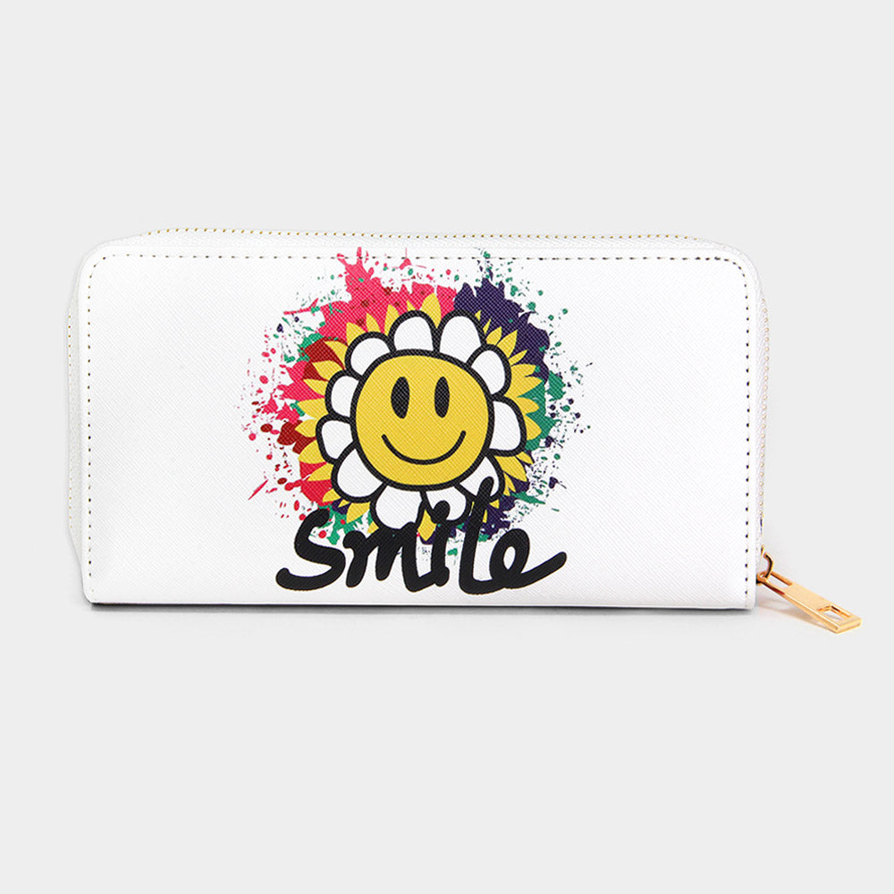 Madeline Love White Daisy Smile Face Wallet - Bags & Wallets