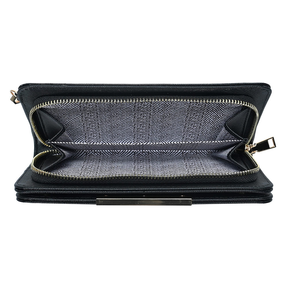 Madeline Love Black Faux Leather Zipper Wallet - Bags & Wallets - desc