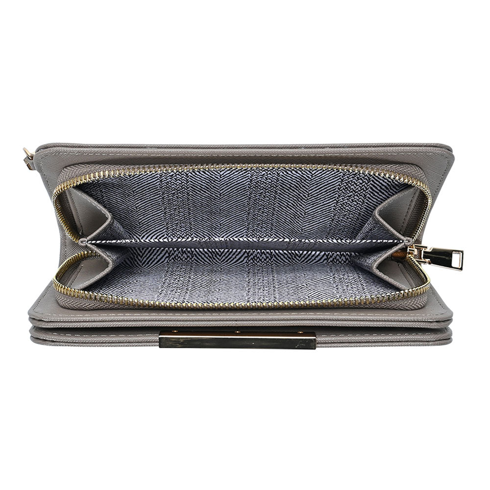 Madeline Love Taupe Faux Leather Zipper Wallet - Bags & Wallets - desc