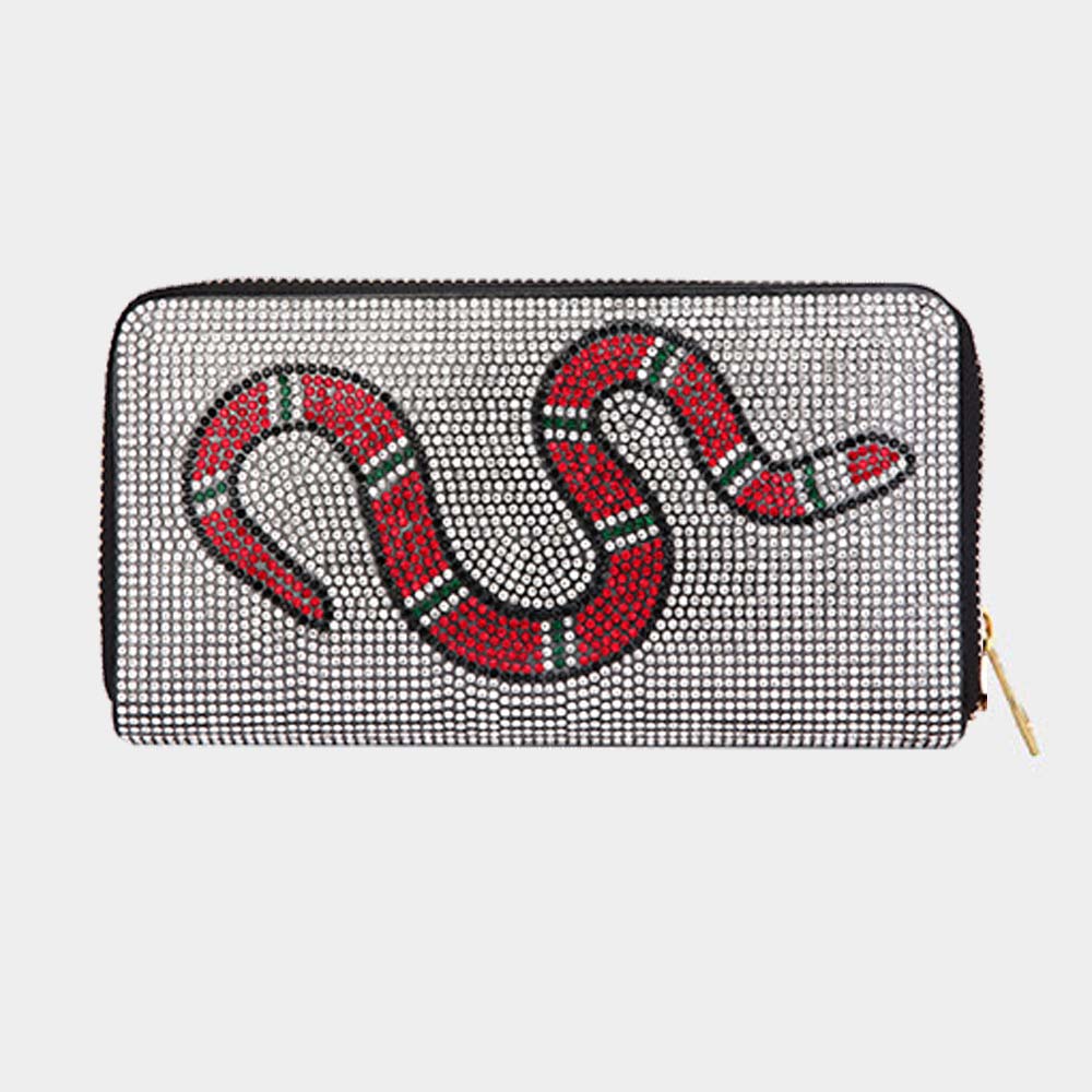 Madeline Love Rhodium Bling Snake Zipper Wallet - Bags & Wallets