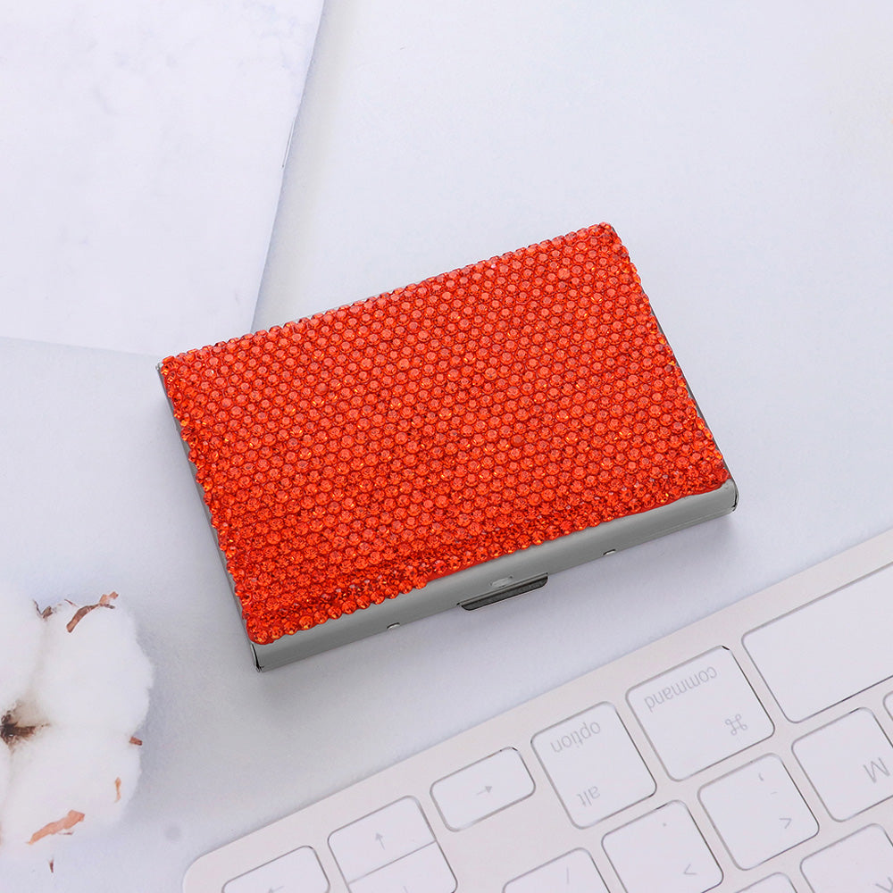 Madeline Love Orange Bling Studded Card Case - Bags & Wallets