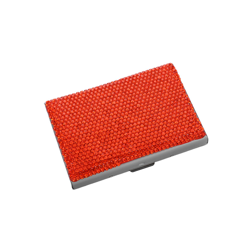 Madeline Love Orange Bling Studded Card Case - Bags & Wallets - desc
