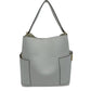 2-in-1 Chic Satchel Side Pocket Bucket Bag with Long Strap - White - Tote Bag