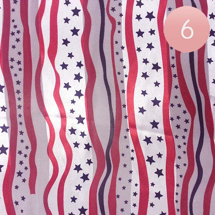 6PCS - Satin Striped American Flag Pattern Print Scarf